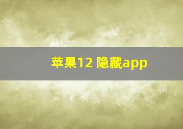 苹果12 隐藏app